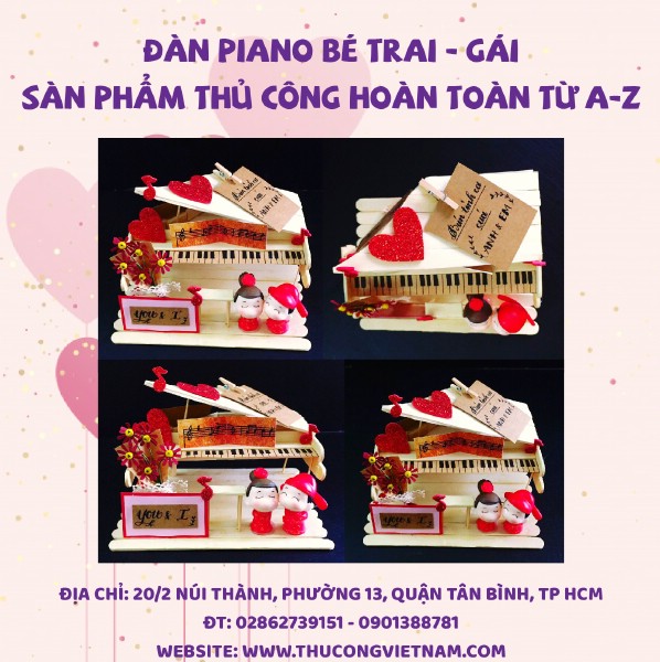 Đàn piano bé trai-gái từ que kem